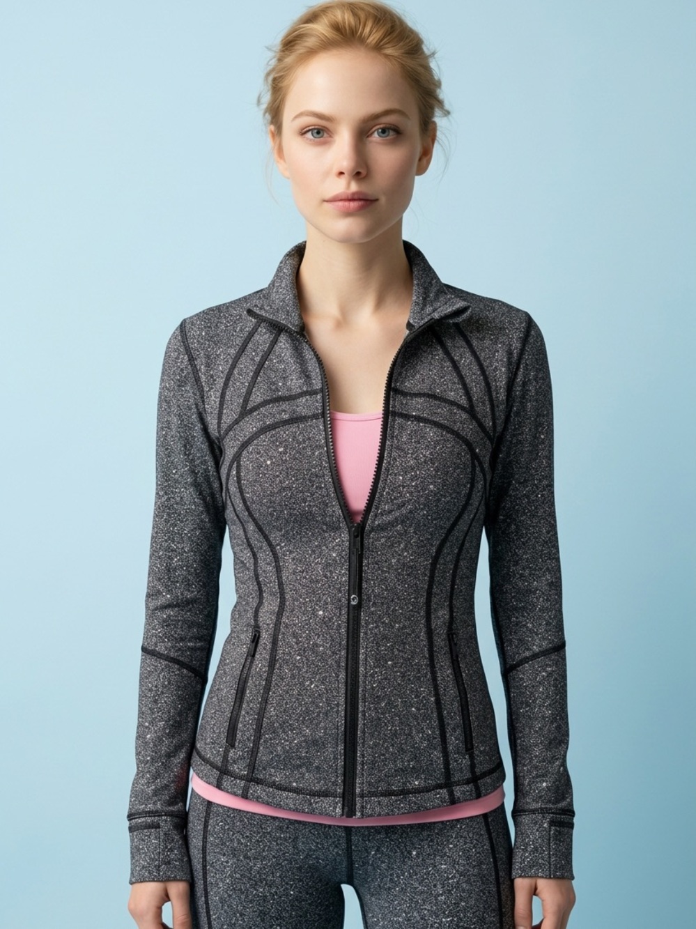 lululemon athletica Speckled Charcoal Jacket with Black Piping